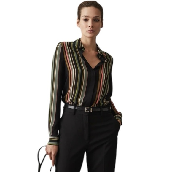 Reiss - Lova Striped Button Down Blouse Sz 8 - Picture 1 of 10